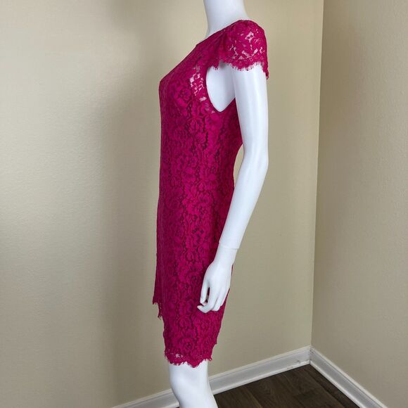 Alice + Olivia Women Size 8 Pink Lace Floral Sheath Mini Dress Cocktail Formal - Picture 12 of 17